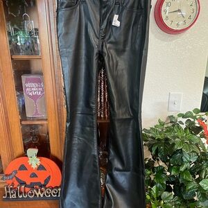GAP Black Faux Leather Flare Pants